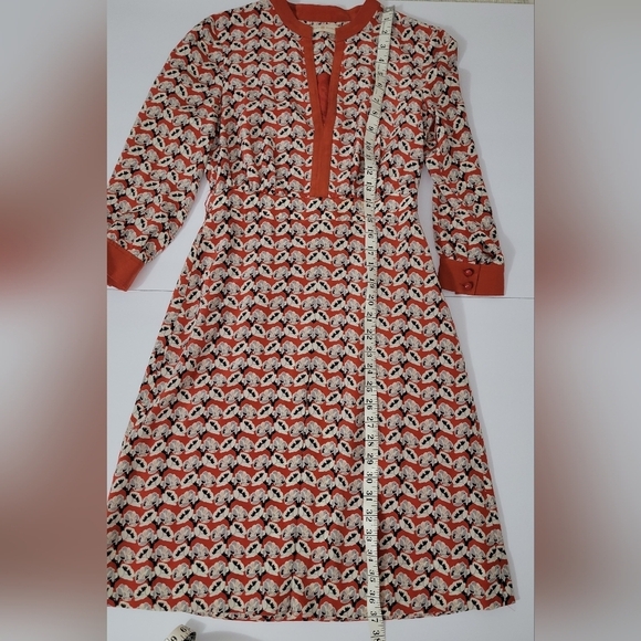 Tory Burch Orange Poppy Floral Print Silk Maximalist Long Sleeve Tunic Dress - Picture 3 of 15